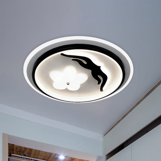 Modern Flower - Inspired Black Acrylic Led Flush Mount Light For Bedroom (Customizable In 15 Days)
