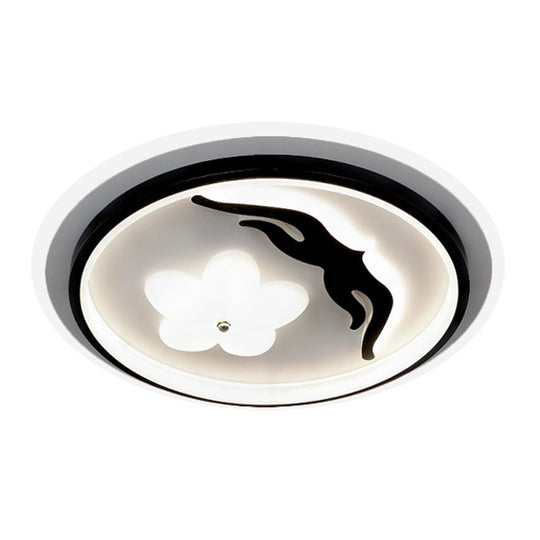 Modern Flower-Inspired Black Acrylic Led Flush Mount Light For Bedroom (Customizable In 15 Days)