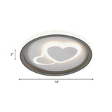 Modern Grey Led Flush Mount Light With Heart Pattern For Bedrooms