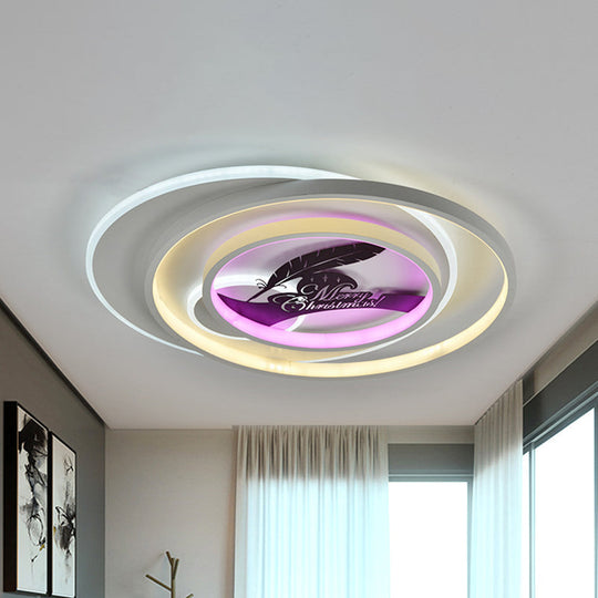 Modern White Flush Light Fixture: Led Acrylic Flushmount Lamp With Elegant Patterns - Flower Deer