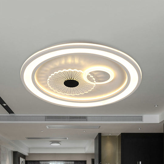 Contemporary White Led Flushmount For Bedroom With Acrylic Shade