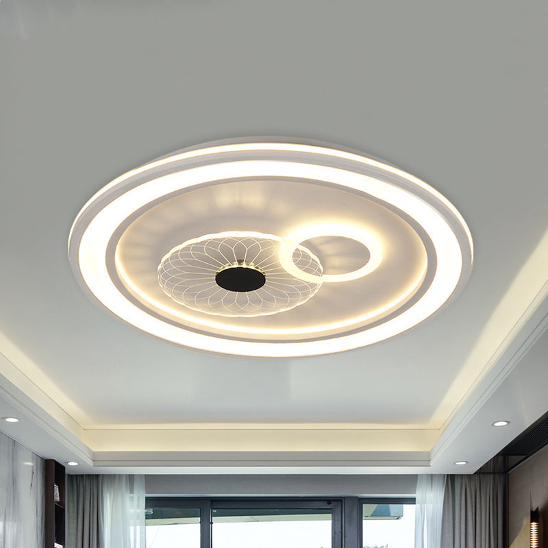 Contemporary White Led Flushmount For Bedroom With Acrylic Shade