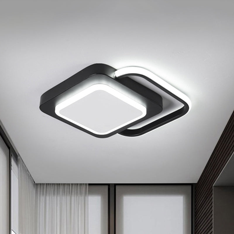 Minimalist Metal Rhombus Led Flush Ceiling Lamp - Black With White/Warm Light (Customizable In 15