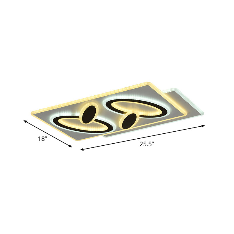 Modern Acrylic Led Flush Light In Black And White Round/Oval/Rectangle Shape - Perfect For Bedrooms