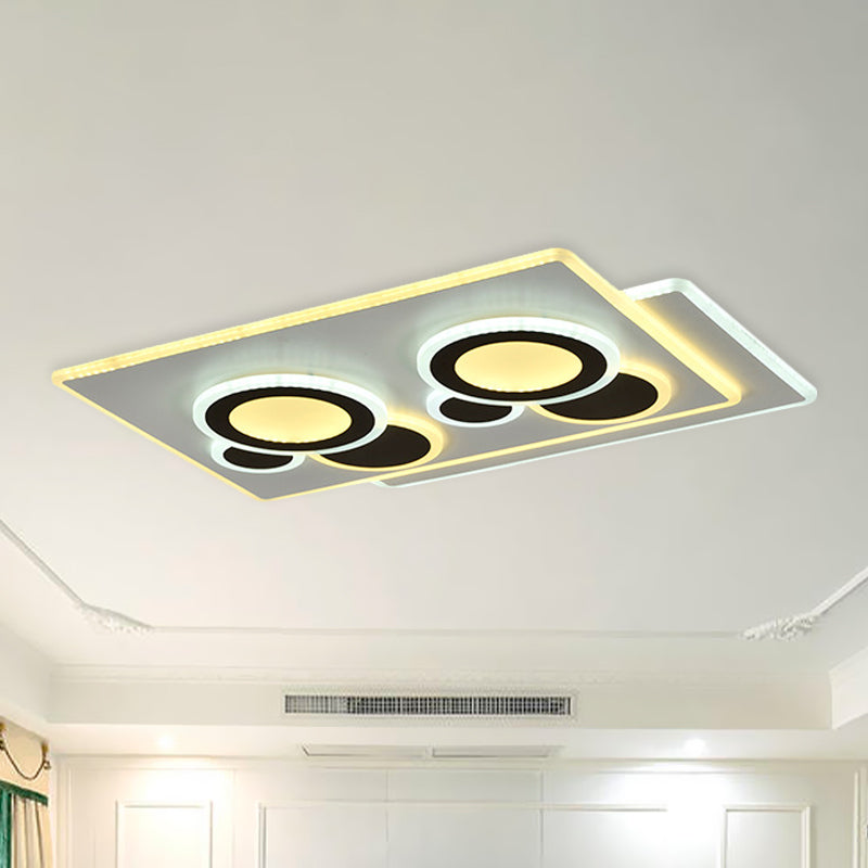 Modern Acrylic Led Flush Light In Black And White Round/Oval/Rectangle Shape - Perfect For Bedrooms