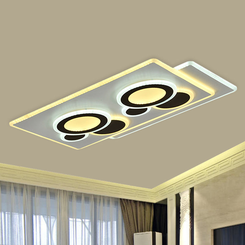 Modern Acrylic Led Flush Light In Black And White Round/Oval/Rectangle Shape - Perfect For Bedrooms
