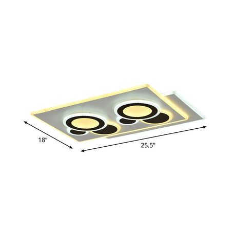 Modern Acrylic Led Flush Light In Black And White Round/Oval/Rectangle Shape - Perfect For Bedrooms