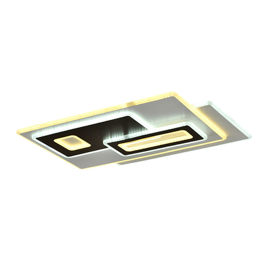 Modern Acrylic Led Flush Light In Black And White Round/Oval/Rectangle Shape - Perfect For Bedrooms