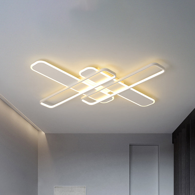 35.5’/43’ W Cross Rectangle Flushmount Led Flush Light Fixture - Minimal Acrylic White/Black/Gold