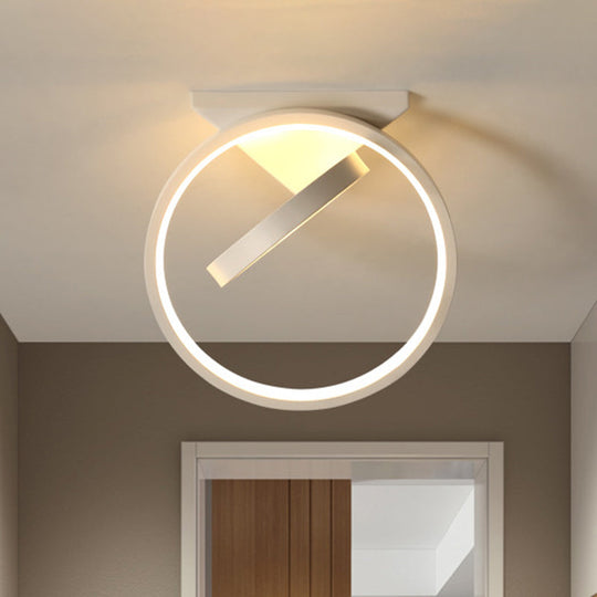Dual Ring Led Flushmount Ceiling Light - White/Black Simplicity Design Ideal For Hallways White/Warm