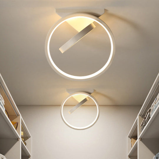 Dual Ring Led Flushmount Ceiling Light - White/Black Simplicity Design Ideal For Hallways White/Warm