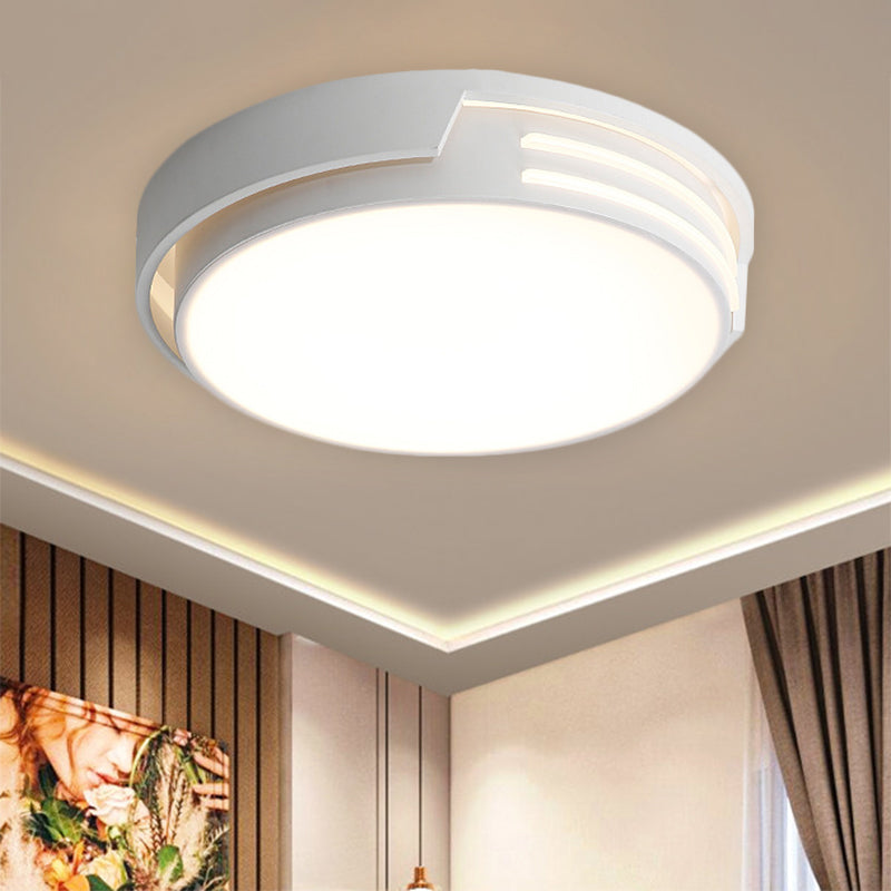 Modern Drum Metal Led Flush Mount Light In White/Warm - Sleek Design White / Warm