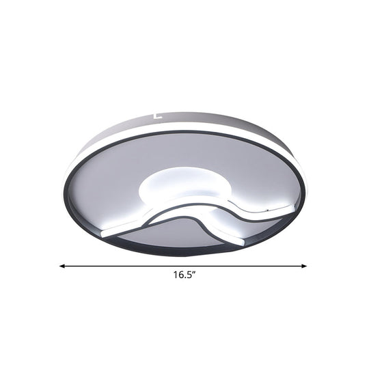 Modern Led Flush Mount Ceiling Light - Metal Minimalist Bedroom Fixture In Black White Or Warm