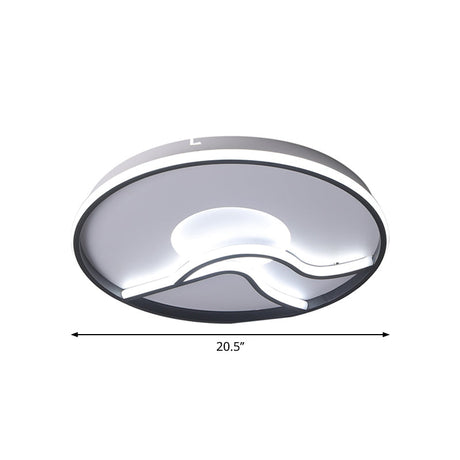 Modern Led Flush Mount Ceiling Light - Metal Minimalist Bedroom Fixture In Black White Or Warm 16.5