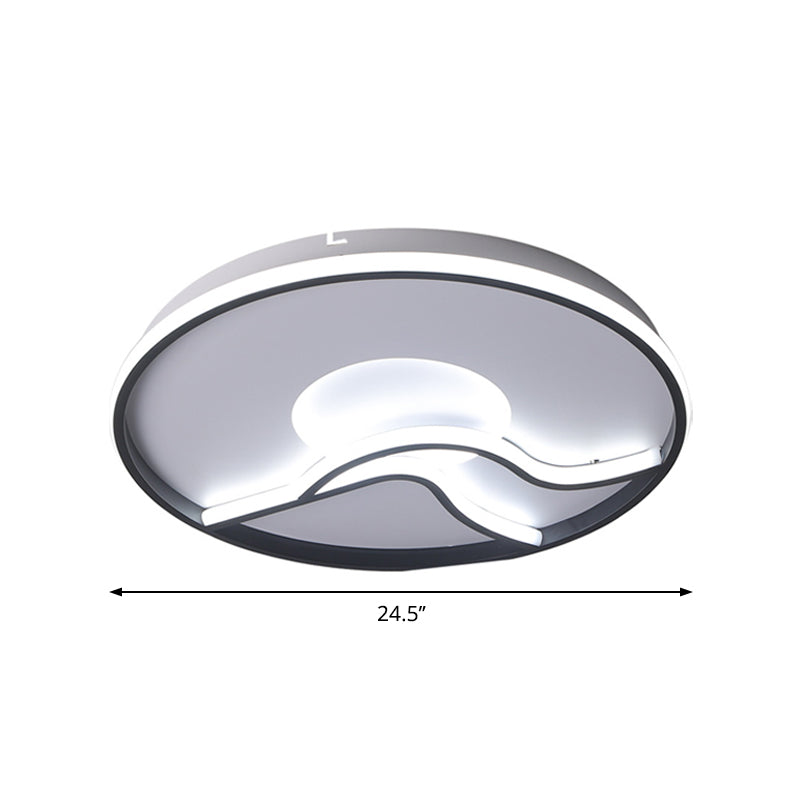 Modern Led Flush Mount Ceiling Light - Metal Minimalist Bedroom Fixture In Black White Or Warm