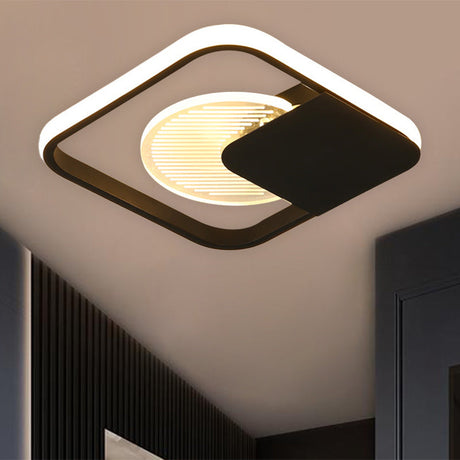 Modernist Metal Square Frame Led Flush Mount Light In White/Black White/Warm Glow Black / White