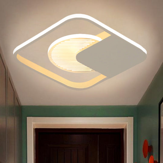 Modernist Metal Square Frame Led Flush Mount Light In White/Black – White/Warm Glow