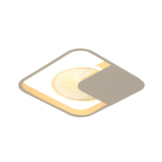 Modernist Metal Square Frame Led Flush Mount Light In White/Black White/Warm Glow