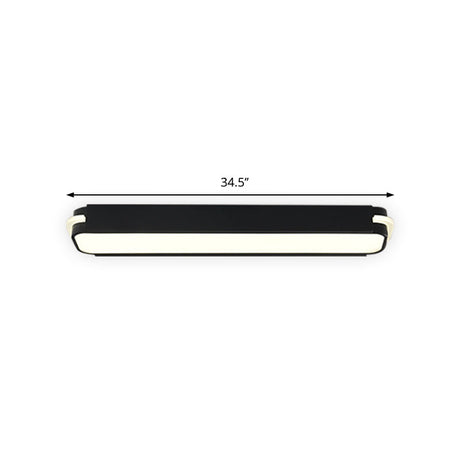 Modern Led Black Flushmount Ceiling Light Fixture - Metallic Rectangle 19/27/34.5 Long White/Warm