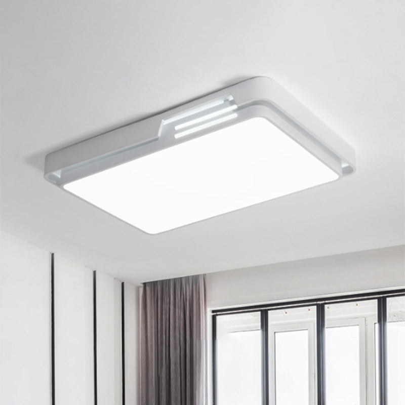 Minimalist Led Flush Mount Lamp With White/Warm Light And Sleek Metal Design