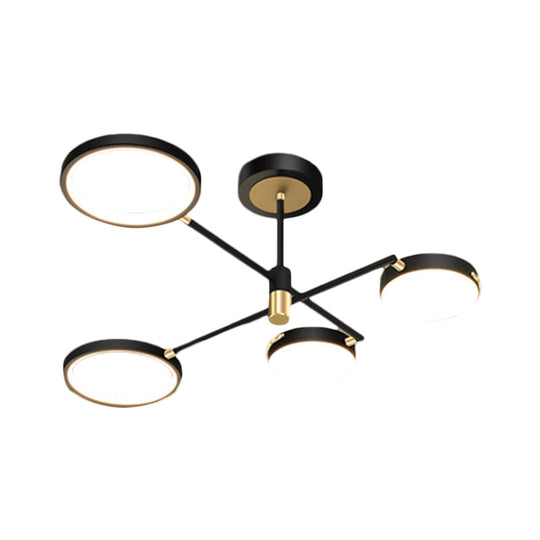 Modern Metallic 4 - Light Round Semi Flush Led Dining Room Fixture
