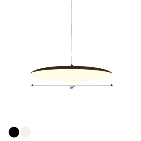 Led Bedroom Hanging Pendant Light Kit - Simple White/Black Finish With Acrylic Shade In White/Warm
