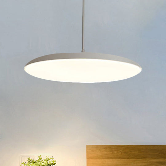 Led Bedroom Hanging Pendant Light Kit - Simple White/Black Finish With Acrylic Shade In White/Warm