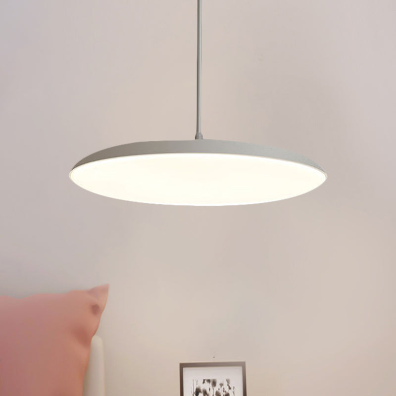Sleek Led Bedroom Hanging Light Kit With Stylish White/Black Finish Pendant Lamp. Featuring Round