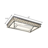 Contemporary Crystal Led Flushmount Ceiling Light In Chrome With Check Side