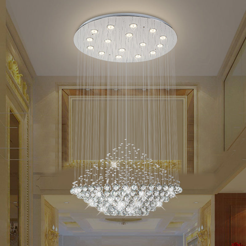 Led Multi Pendant Chrome Crystal Orb Light - Modern Stylish Diamond Shaped Ceiling Hanging Fixture
