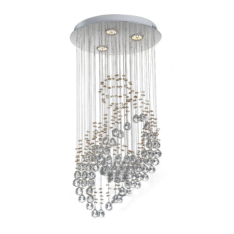 Modern Led Crystal Cluster Pendant Light With Leaf Design - Perfect For Bedroom