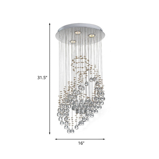 Modern Led Crystal Cluster Pendant Light With Leaf Design - Perfect For Bedroom
