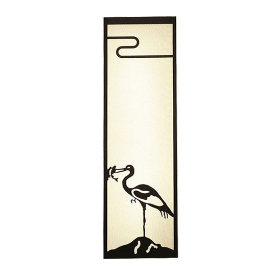 Bedroom Crane Wall Mounted Lamp - Oriental Style Black With Cuboid Fabric Shade 3-Light