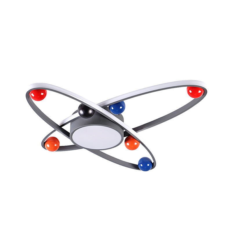 Starry Sky Led Flushmount Ceiling Light For Kids Bedroom - Nordic Grey Acrylic Lamp