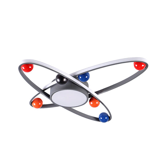 Starry Sky Led Flushmount Ceiling Light For Kids Bedroom - Nordic Grey Acrylic Lamp