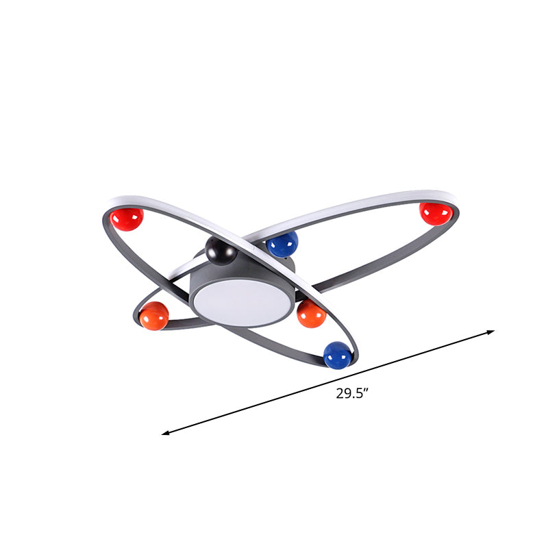 Starry Sky Led Flushmount Ceiling Light For Kids Bedroom - Nordic Grey Acrylic Lamp