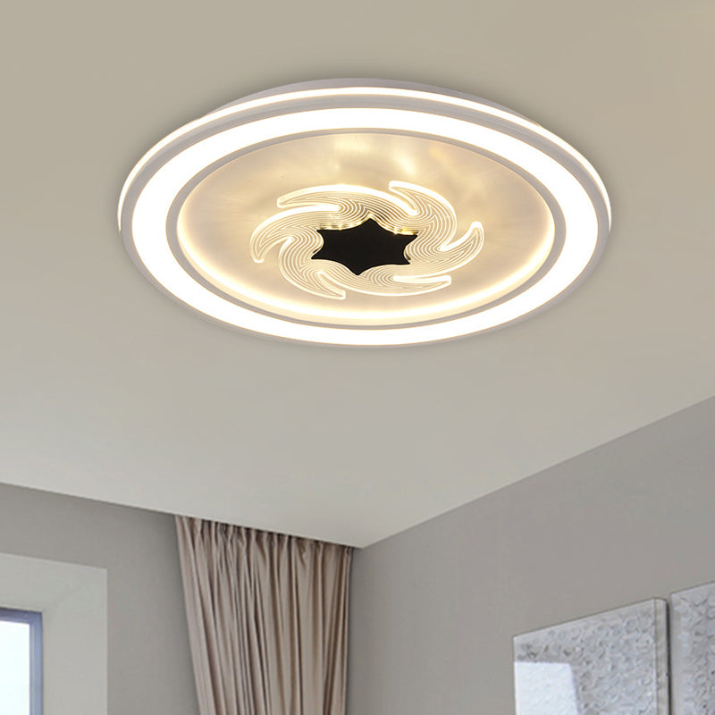 Kids Led Acrylic Flush Mount Light With Windmill Detail - Black And White Lighting Black-White