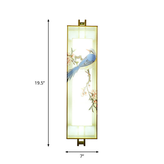 Chinese Style Gold Bird & Branch Mural Led Wall Lamp