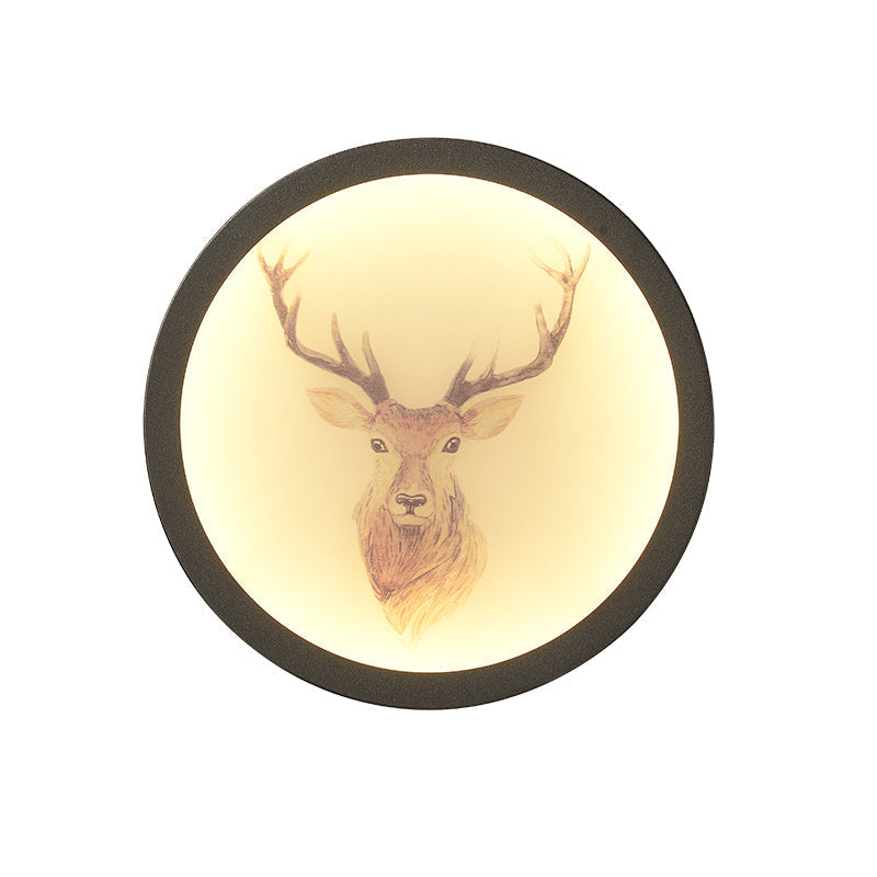 Led Elk Deer Acrylic Wall Mounted Light - Contemporary Style White Circular Design