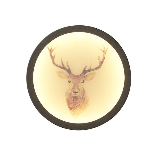 Led Elk Deer Acrylic Wall Mounted Light - Contemporary Style White Circular Design