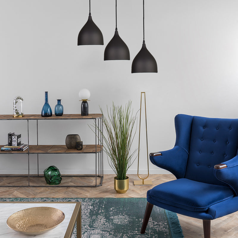 Modern Metal Dome Pendant Ceiling Light - 6.5’/10’/12’ Wide 1 Black/White/Red Suspended