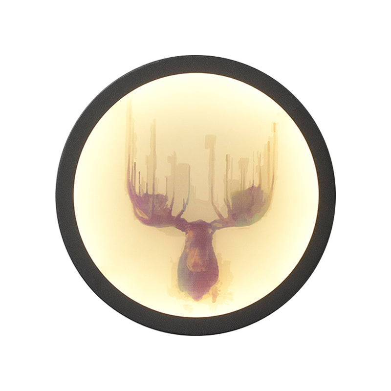 Led Elk Deer Acrylic Wall Mounted Light - Contemporary Style White Circular Design