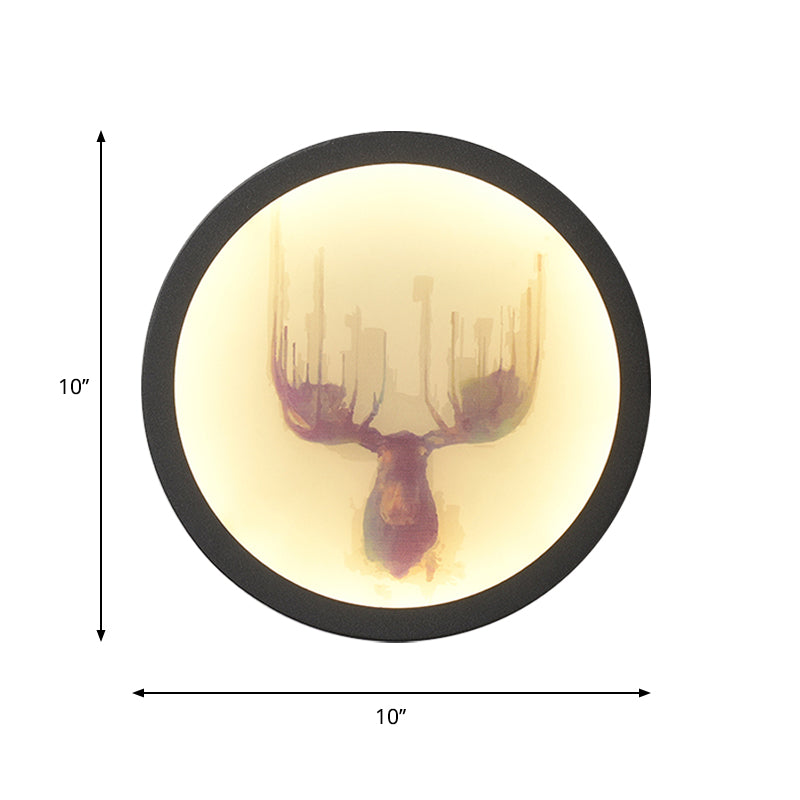 Led Elk Deer Acrylic Wall Mounted Light - Contemporary Style White Circular Design