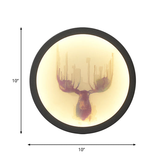 Led Elk Deer Acrylic Wall Mounted Light - Contemporary Style White Circular Design