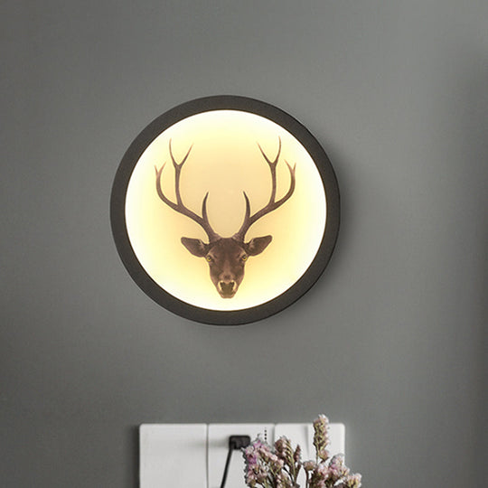 Led Elk Deer Acrylic Wall Mounted Light - Contemporary Style White Circular Design