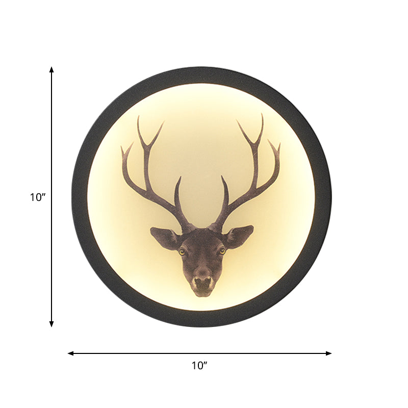 Led Elk Deer Acrylic Wall Mounted Light - Contemporary Style White Circular Design