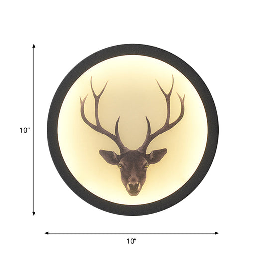 Led Elk Deer Acrylic Wall Mounted Light - Contemporary Style White Circular Design