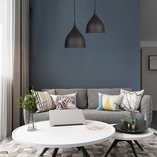 Modern Metal Dome Pendant Ceiling Light - 6.5’/10’/12’ Wide 1 Black/White/Red Suspended