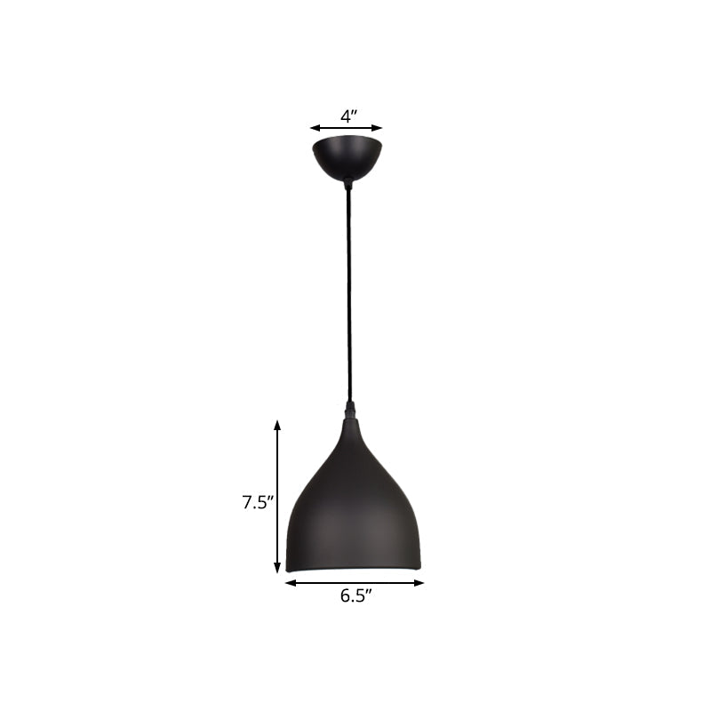 Modern Metal Dome Pendant Ceiling Light - 6.5/10/12 Width 1 Black/White/Red Suspension