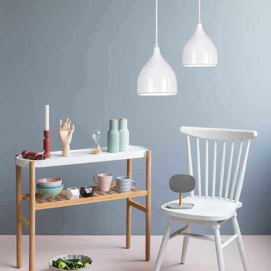 Modern Metal Dome Pendant Ceiling Light - 6.5/10/12 Width 1 Black/White/Red Suspension White / 6.5